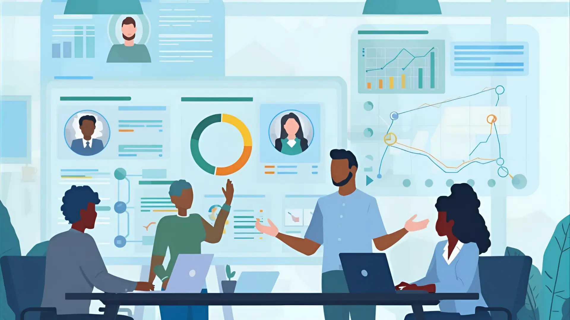 Kenyan HR professionals using AI-powered recruitment software by SkillMind to screen candidates, automate interviews, and streamline onboarding in a modern digital workspace.